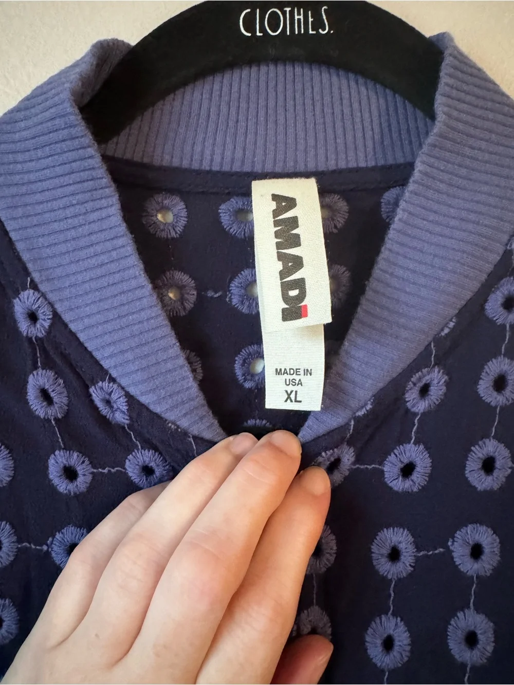 AMADI Navy and Periwinkle Bomber Jacket - Picture 5 of 9